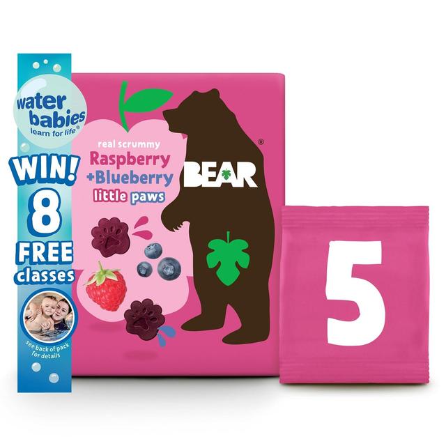 Bear Paws Fruit Shapes Raspberry & Blueberry 2+ Years Multipack, 5 x 20g