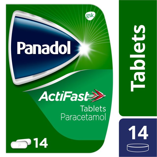 Panadol, One Size, Actifast 500mg Paracetamol Pain Relief Tablets, 14 Per Pack