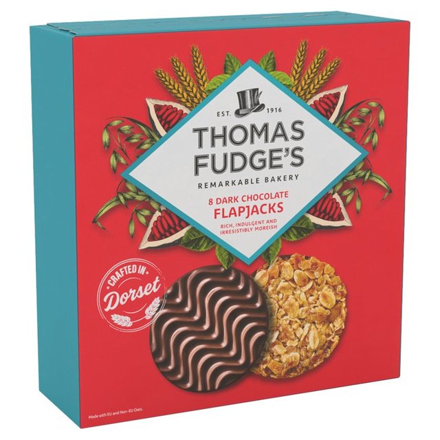 Thomas Fudge’s Dark Chocolate Flapjacks, 8 per Pack