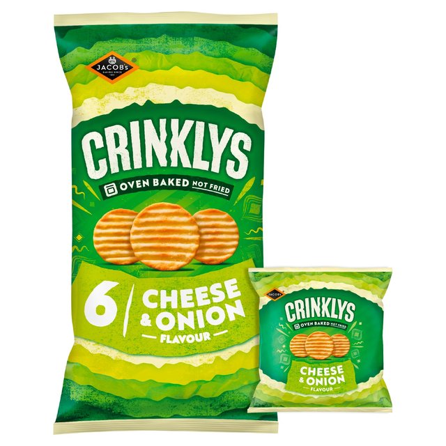 Jacob’s Crinkly’s Cheese & Onion Flavour Baked Snacks Multipack, 6x23g