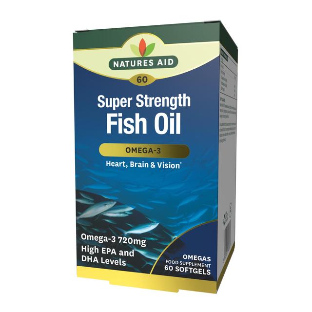 Natures Aid Super Strength Omega-3 Fish Oil Softgels, 60 Per Pack