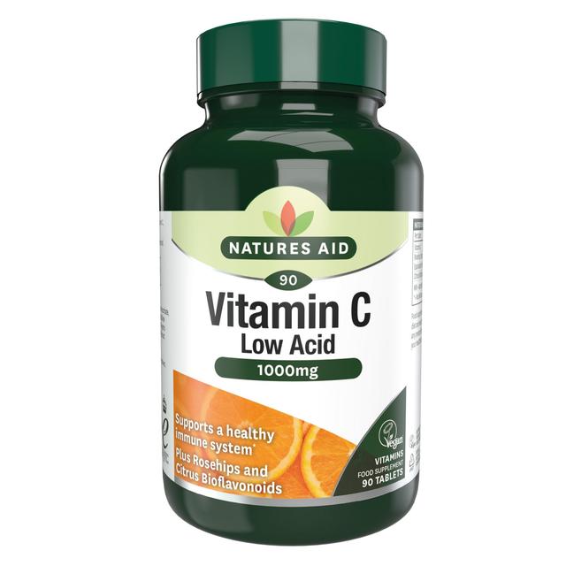 Natures Aid Low Acid Vitamin C Tablets 1000mg, 90 per Pack