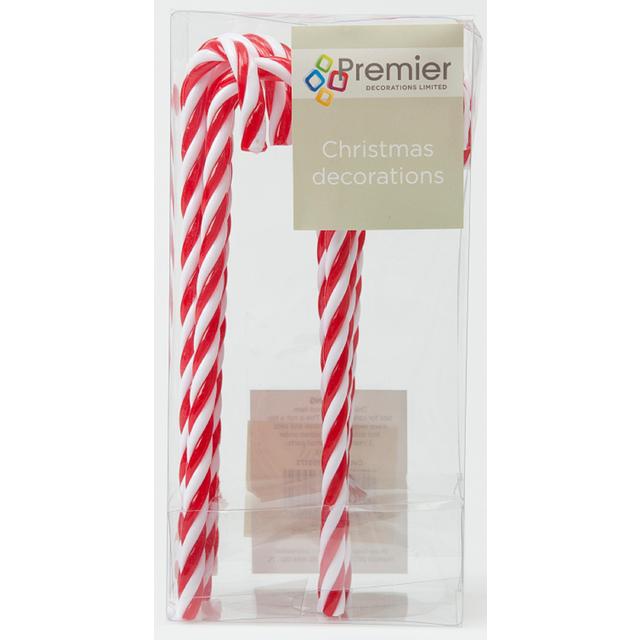 Premier 18x4cm Red And White Pack of 12 Candy Cane Plastic Tree Decorations, 12 per Pack