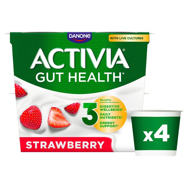 Activia Strawberry Fruit Yoghurt, 4 x 115g