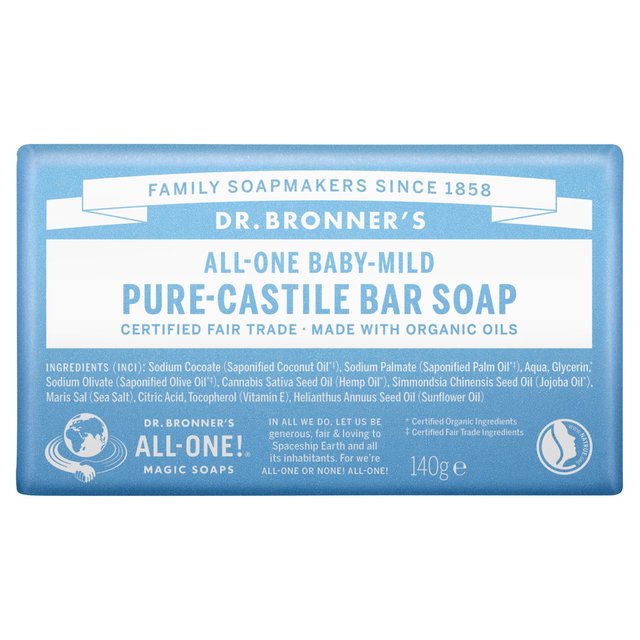 Dr. Bronner’s Unscented Organic Baby Soap Bar, 140g