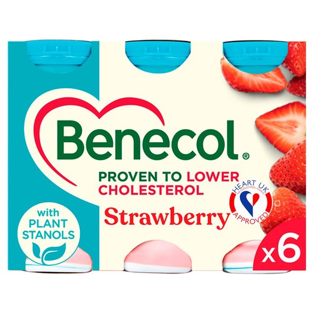Benecol Cholesterol Lowering Yogurt Drink Strawberry, 6 x 67.5g