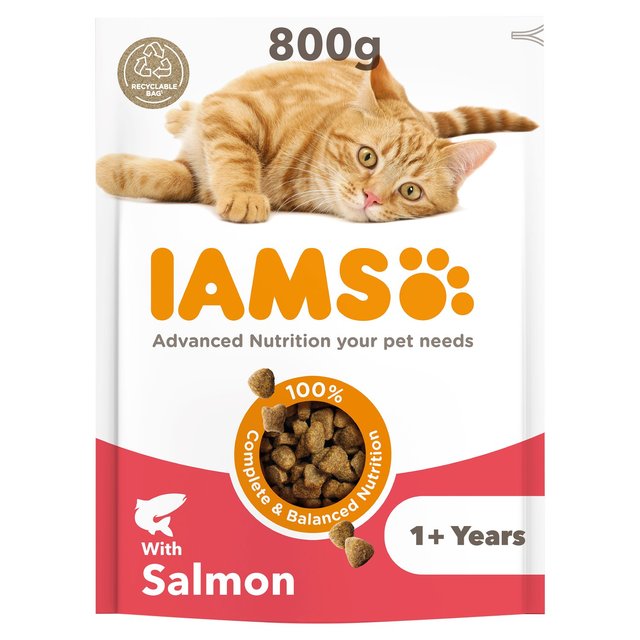Iams for Vitality Adult Cat Food With Salmon, 800g