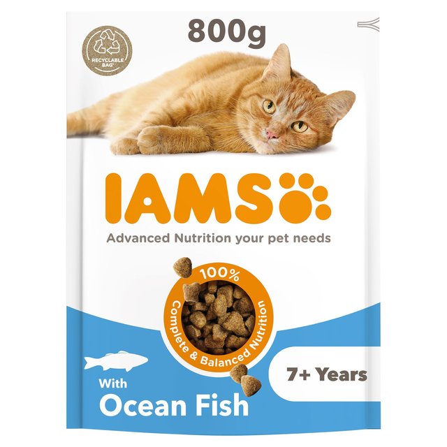 Iams for Vitality Senior Cat Food With Ocean Fish, 800g