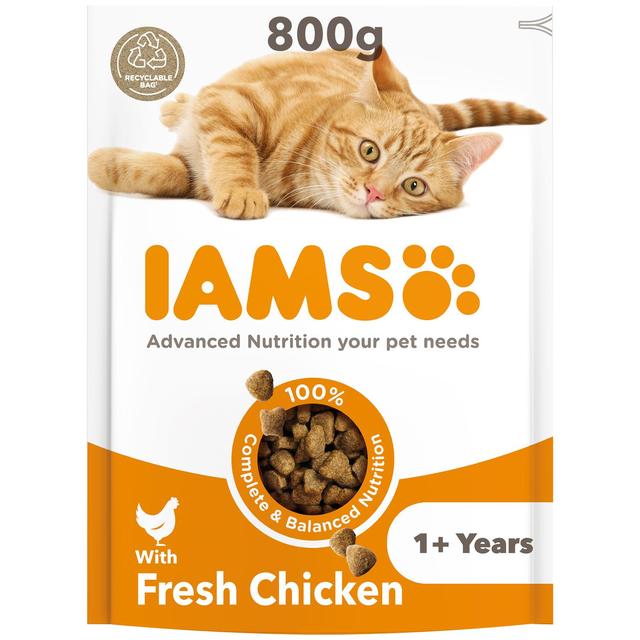 Iams for Vitality Adult Cat Food With Fresh Chicken, 800g