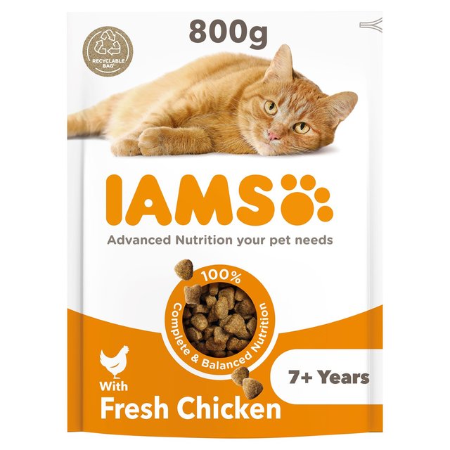 Iams for Vitality Senior Cat Food With Fresh Chicken, 800g