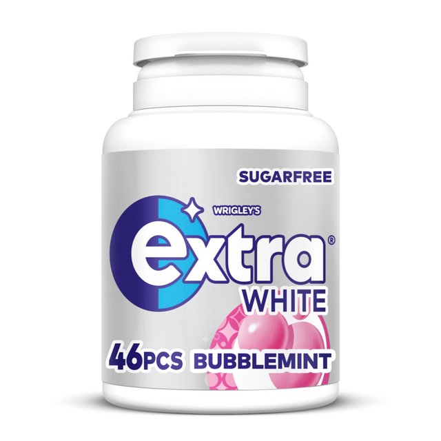 Wrigley’s Extra Extra White Bubblemint Sugarfree Chewing Gum Bottle 46 Pieces, 46 Per Pack