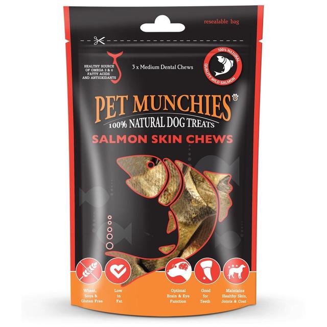 Pet Munchies 100% Natural Medium Salmon Skin Dog Treats, 90g