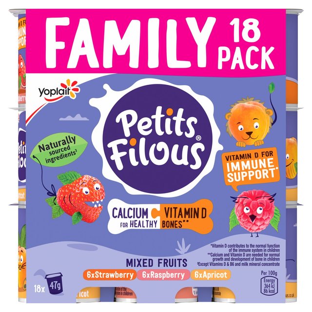 Petits Filous Strawberry, Apricot and Raspberry Yogurt, 18 x 47g