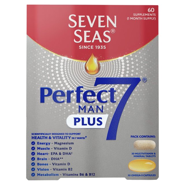 Seven Seas Perfect7 Man Plus Multivitamins & Omega-3 30 Day Duo Pack, 30 Per Pack