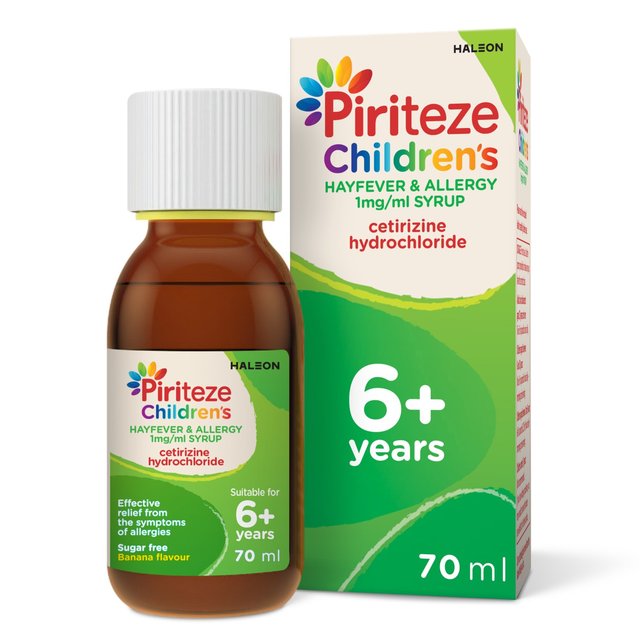 Piriteze Hayfever & Allergy Syrup Sugar Free Age 6+, 70ml