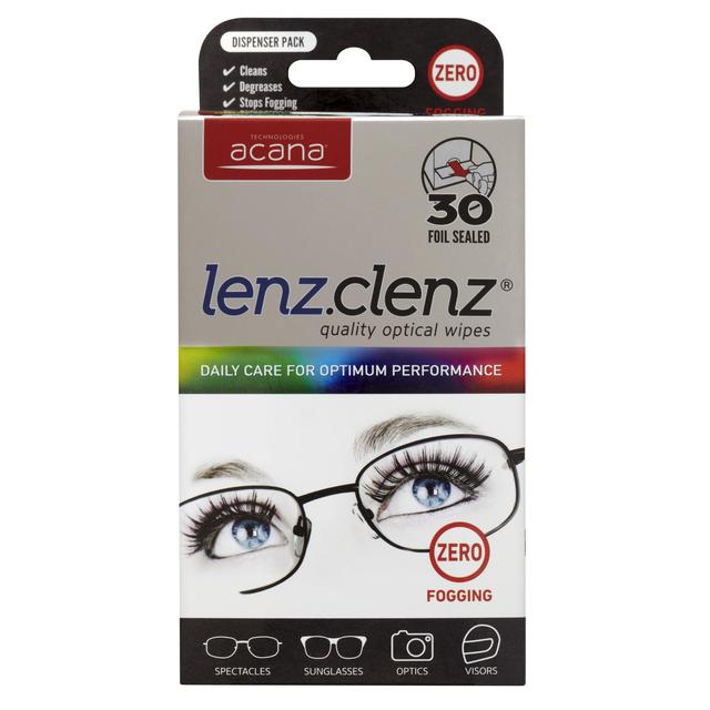 Acana Lenz Clenz Anti-Fog Optical Lens Wipes, 30 per Pack