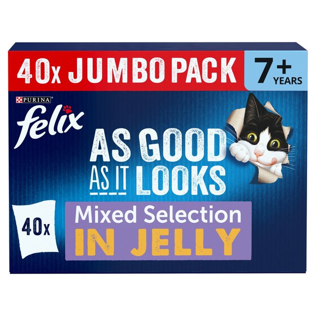 Felix As Good As It Looks Senior Cat Food Mixed, 40 x 100g