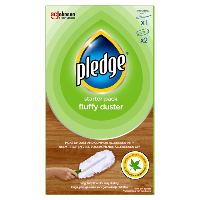 Pledge Dust It Fluffy Duster Starter Pack, 1 Handle & 2 Refills, 3 Pack