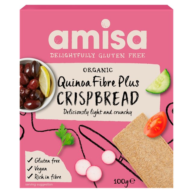 Amisa Organic Gluten Free Quinoa Fibre Plus Crispbread, 100g