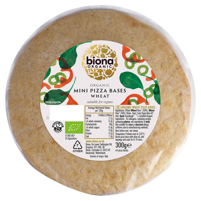 Biona Organic 4 Mini Pizza Bases, 300g