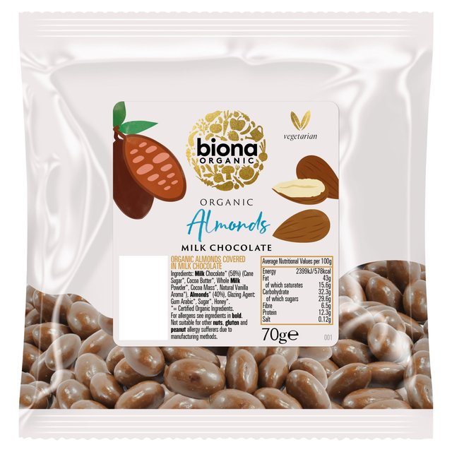 Biona Organic Almonds Milk Chocolate, 70g