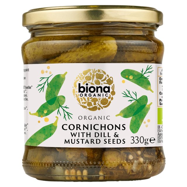 Biona Organic Cornichons With Dill & Mustard Seeds, 330g
