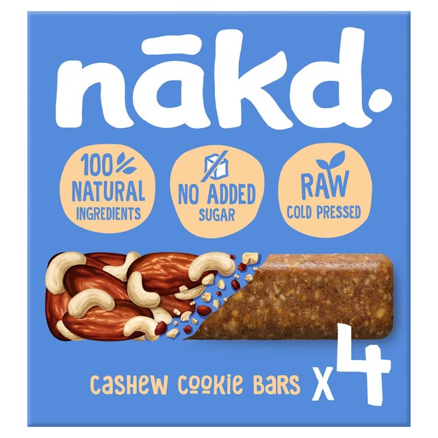 Nakd. Cashew Cookie Fruit & Nut Bars Multipack, 4 x 35g