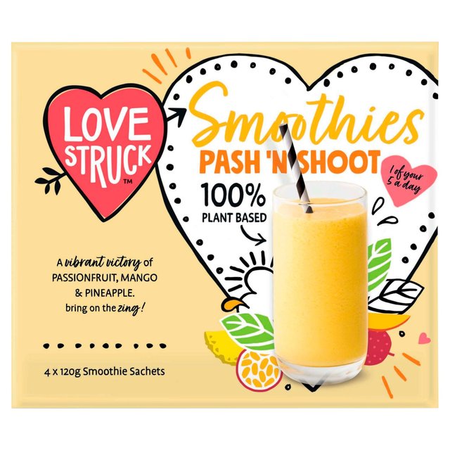 Love Struck Passion Fruit, Pineapple & Mango Smoothie, 4 x 120g