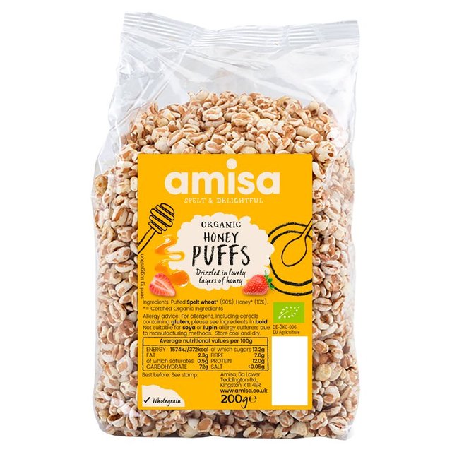 Amisa Organic Spelt Honey Puffs, 200g
