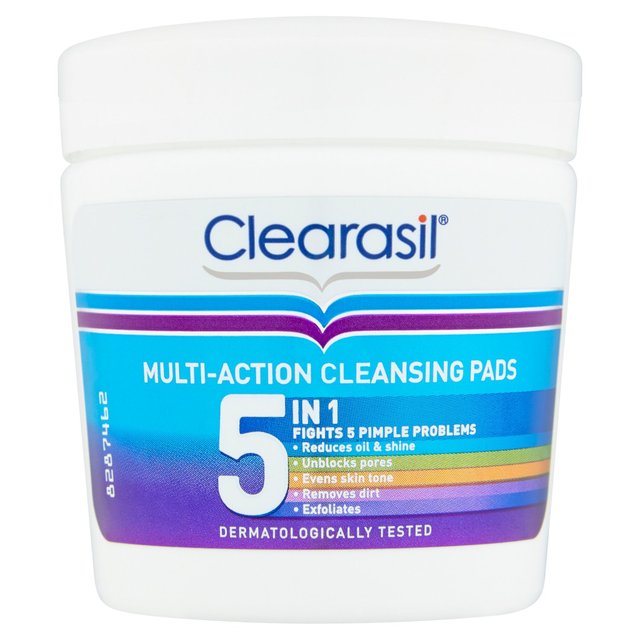 Clearasil 5 in 1 Multi-Action Acne Face Cleansing Pads, 65 Per Pack