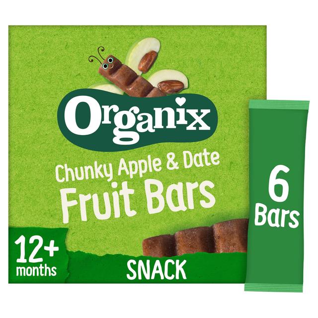 Organix Chunky Apple & Date Organic Fruit Bars Toddler Snack Multipack, 6 x 17g