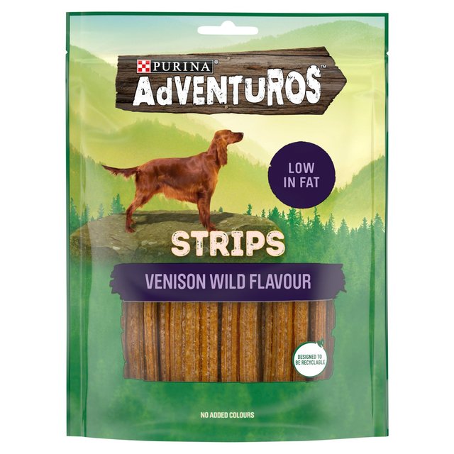 Adventuros Strips Dog Treat Venison Flavour, 90g