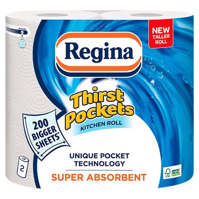 Regina Thirst Pockets Kitchen Roll, 2 per Pack