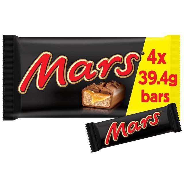 Mars Caramel, Nougat & Milk Chocolate Snack Bars Multipack, 4 x 39.4g