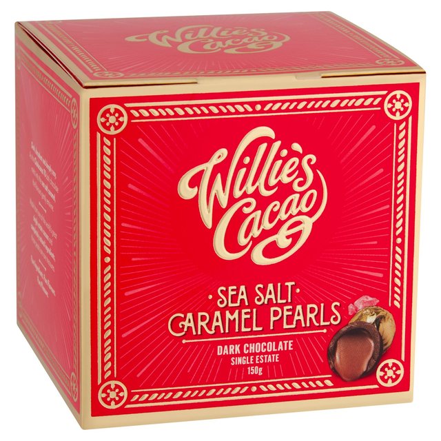 Willie’s Cacao Dark Chocolate Sea Salt Caramel Black Pearls, 150g