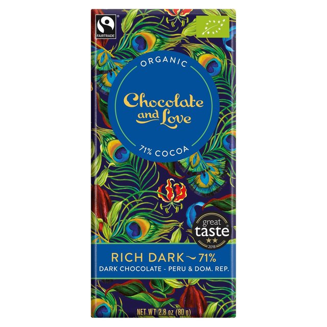 Chocolate and Love Fairtrade Organic Rich Dark 71% Dark Chocolate, 80g