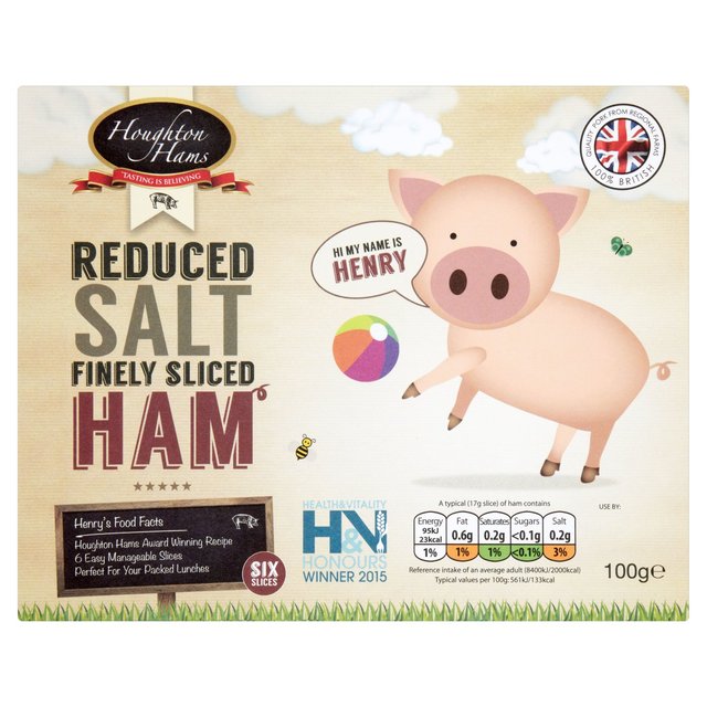 Houghton Reduced Salt Cooked Sliced Ham, 100g