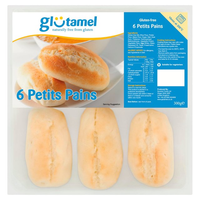 Glutamel Part Baked Petit Pains, 6 x 50g