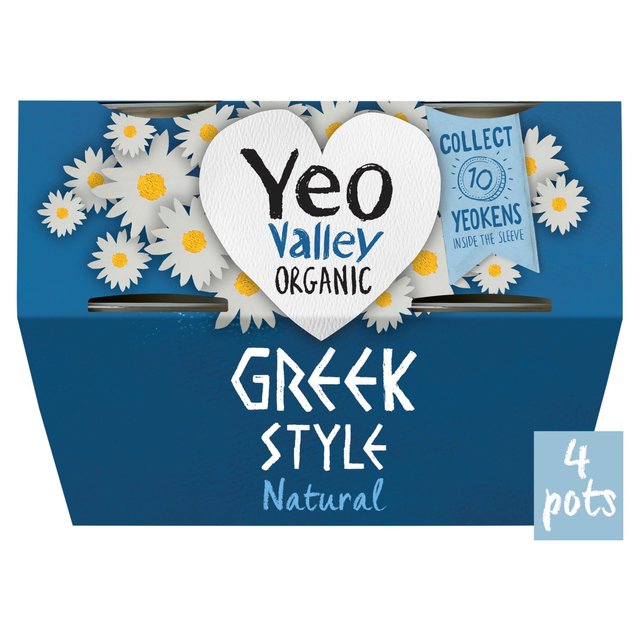 Yeo Valley Organic Greek Style Natural Yoghurt, 4 x 110g