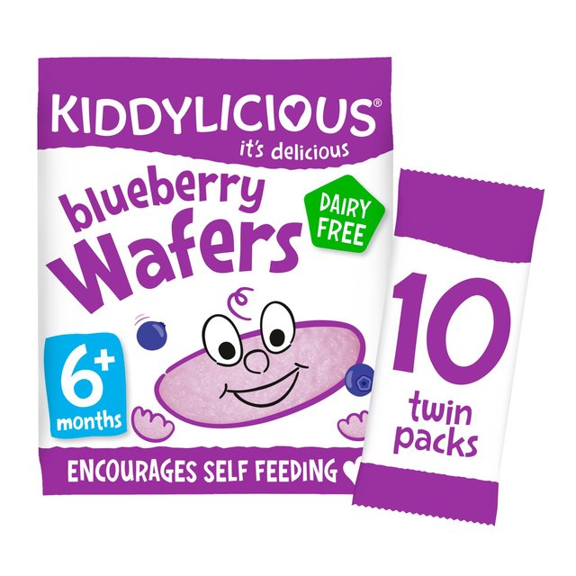 Kiddylicious Wafers, Blueberry, Baby Snack, 6months+, Multipack, 10 x 4g