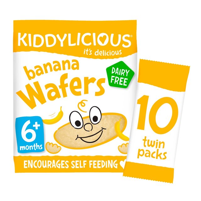 Kiddylicious Wafers, Banana, Baby Snack, 6months+, Multipack, 10 x 4g