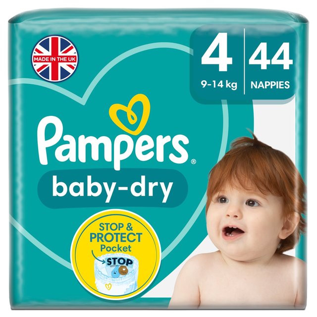 Pampers Baby-Dry Nappies, Size 4, 9-14kg, Essential Pack