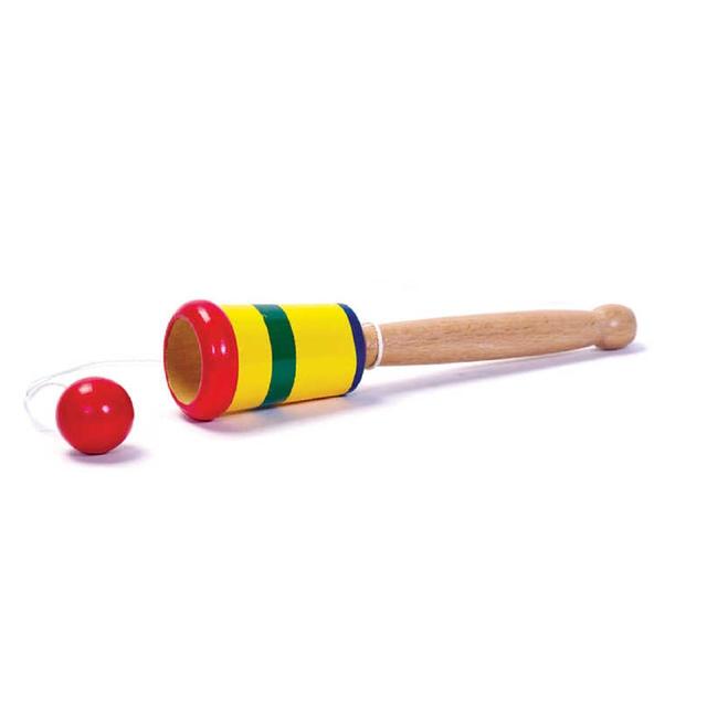 Tobar Beige, Red and Yellow Wooden Cup Ball 6+, One Size