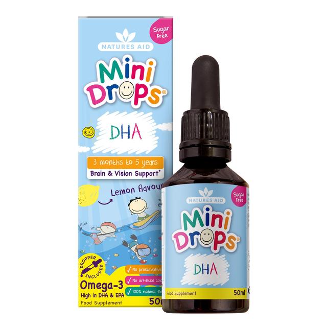 Natures Aid Mini Drops DHA Omega-3 for Infants & Children, 50ml