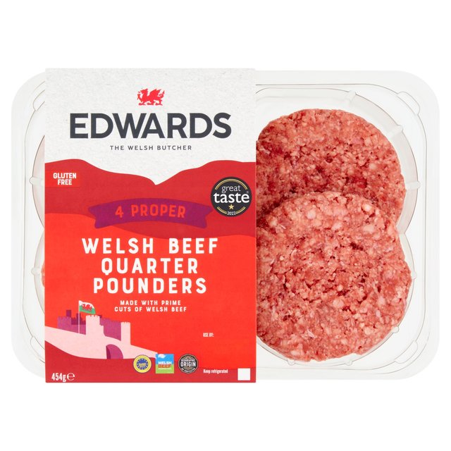 Edwards of Conwy Edwards Welsh Beef Quarter Pounders, 454g