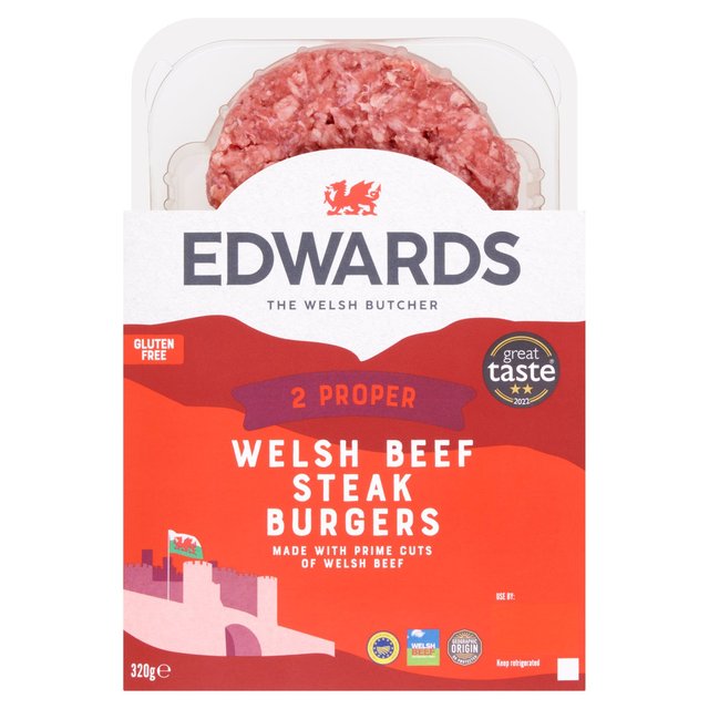 Edwards of Conwy Edwards Welsh Beef Steak Burgers, 320g
