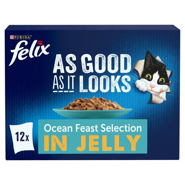 Felix As Good As It Looks Cat Food Ocean Feasts in Jelly, 12 x 100g