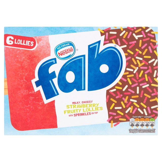 Nestle Fab Extra Strawberry Ice Lollies, 6 x 58ml