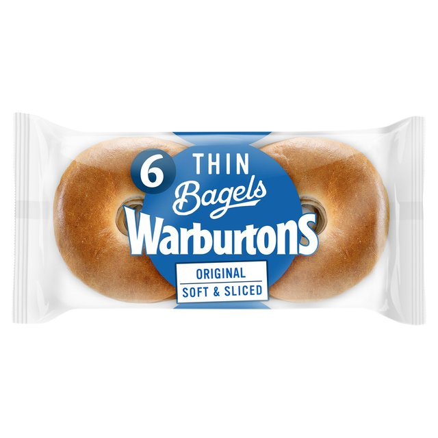 Warburtons Plain Thin Bagels, 6 Per Pack