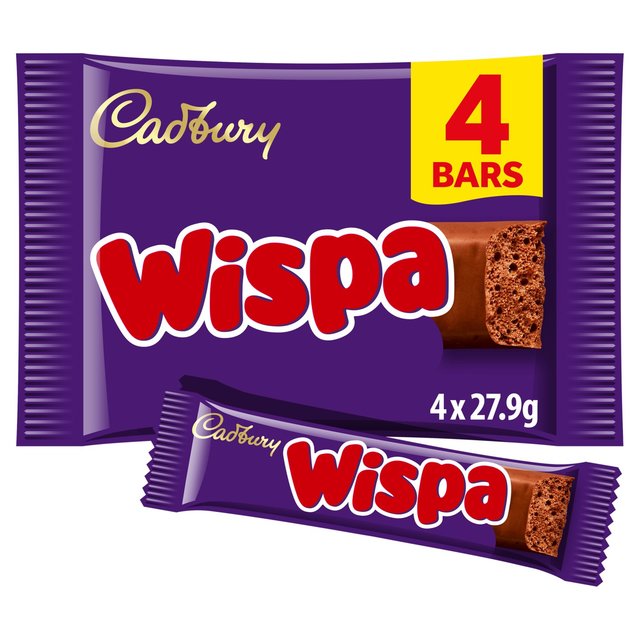 Cadbury Wispa Chocolate Bar Multipack, 4 x 30g